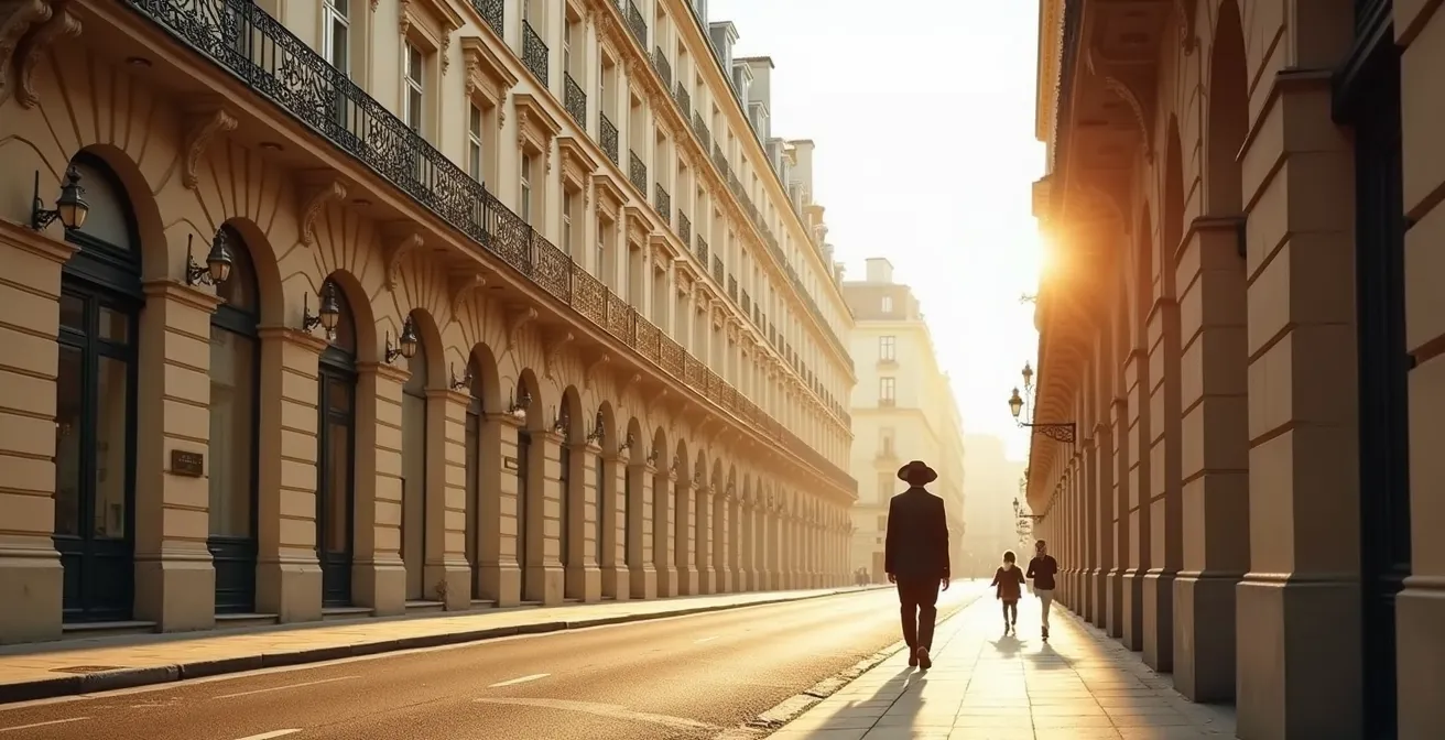 Alignement de façades haussmanniennes en pierre de taille avec leurs balcons caractéristiques