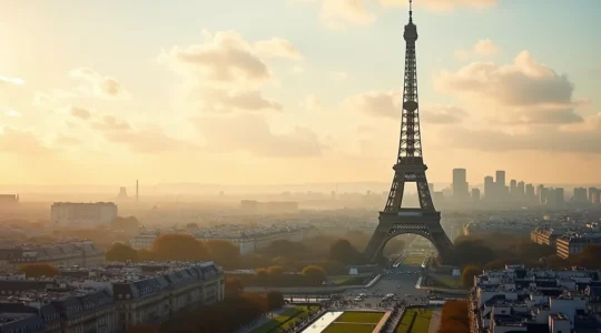 Vue majestueuse de la Tour Eiffel au-dessus de Paris, symbole architectural français