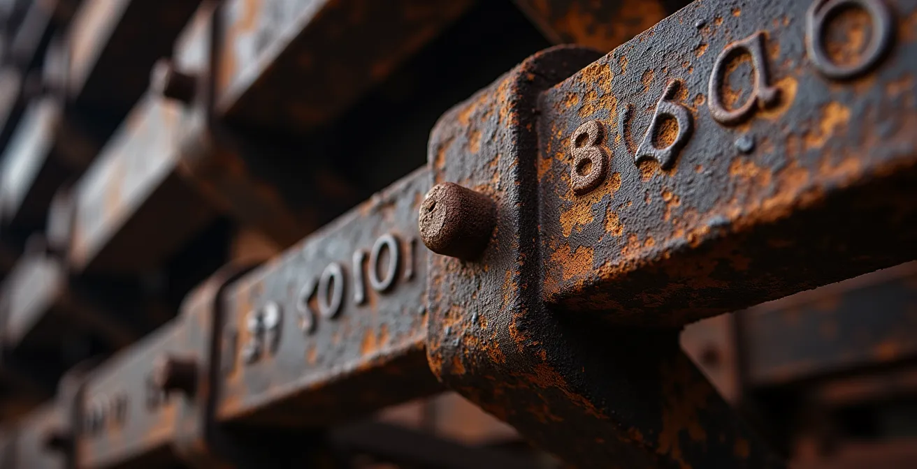 Détails macro des rivets et poutrelles de la Tour Eiffel avec poinçons d'atelier